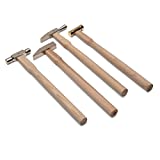 Kings County Tools Set of Four Long-Handle Small Hammers | Ideal for Craft and Hobby Projects | Square Head Tack, Round Face Solid Brass, Mini-Ball Peen and Tiny Detail Hammer