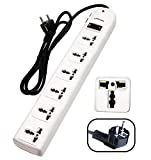 KRIEGER Universal Power Strip AC 220-240V Surge Protector With Heavy Duty German Schuko Plug For Computer, Printers, 6 Universal AC Outlets - Type E/F