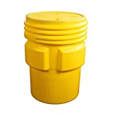 Eagle 1690 Yellow Blow-Molded HDPE Overpack Drum with Screw-On Lid, 95 gallon Capacity, 41.25" Height, 31" Diameter