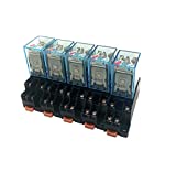 5 Pcs AC 110/120V 5A Coil 5mm DIN Rail DPDT 8Pins Power Relay + Base