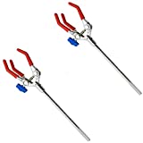 LabZhang 2 Pcs Lab Clamp 3 Prong Finger with Rubber-Coated Large Grip,Scientific Extension Adjust 10-90mm Jaw