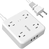 2 Prong Power Strip, TROND 5ft Extension Cord with 4 Widely Spaced AC Outlets & 4 USB Charging Ports(1 USB C Charger) 2 Prong to 3 Prong Adapter Wall Mount 1440J Surge Protector for Non-Grounded Plug