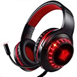 Pacrate Gaming Headset with Microphone for Laptop PC PS4 Headset Xbox One Headset Gaming Headphones with Microphone Computer Noise Cancelling Xbox Headset for Kids Adults LED Lights Deep Bass