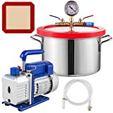 VEVOR 3CFM Vacuum Pump Single Stage 3CFM HVAC Vacuum Pump 3CFM 1/4HP Vacuum Pump Air Conditioning with 1 Gallon Vacuum Degassing Chamber Vacume Chamber and Pump