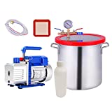 3 Gallon Tempered Glass Lid Vacuum Chamber with 4CFM 1/4HP Single Stage Vacuum Pump Perfect for Stabilizing Wood, Degassing Silicones, Epoxies and Essential Oils