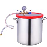 5 Gallon Vacuum Chamber Stainless Steel, Vacuum Degassing Chamber 18.9L, Degassing Chamber with Tempered Glass Lid for Stabilizing Wood, Degassing Silicones, Epoxies and Essential Oils