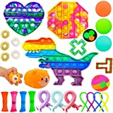 26 Pack Sensory Fidget Toys Set, Fidget Pop Toys Relieves Stress and Anti-Anxiety Hand Sensory Toys for Kids Adults Autism Therapy Squeeze Toy Special Puzzle Balls Birthday Party Favors Gifts