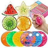 10 Pack Stress Relief Fidget Toy Set, 6 Stress Balls + 4 Bean Bags, Water Beads for Kids, Preschool Squeeze Toys with Different Shapes, Sensory Balls Toy for Children with Autism, ADD and ADHD