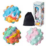 3 Pack Rainbow Stress Balls Fidget Toy, Full Silicone Magic Rainbow Ball Push Pop Bubber Fidget Stress Balls for Kids or Adults Squeeze Ball Fidgets Toys
