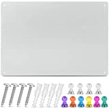 Magnetic Metal Board 17.5’’ x 12’’ - Magnet Bulletin Vision Memo Board Includes 10 Push Pin Magnets and Hanging Hardware Kit for Easy Installation