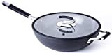 DaTerra Cucina Professional 13 Inch Wok with Glass Lid | Italian Made Ceramic Wok Pan Chef's Favorite Large Wok for All-Around Ease of Cooking Eggs, Burgers, Vegetables and More