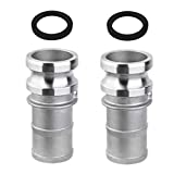 2PCS Aluminum Global Type E Cam and Groove Hose Fitting, 2" Plug x 2" Hose ID Barbed, with 2PCS Camlock Gasket Fitting (2â€œ)