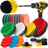 Holikme 25Piece Drill Brush Attachments Set,Scrub Pads & Sponge, Power Scrubber Brush with Extend Long Attachment All Purpose Clean for Grout, Tiles, Sinks, Bathtub, Bathroom, Kitchen