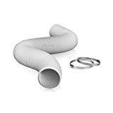 TerraBloom Flexible 4 Inch Ducting â€“ White 25 Feet Durable Aluminum Duct with 2 Clamps â€“ 4 Layer HVAC Ventilation Air Hose - Great For Grow Tents, Dryer Rooms, House Vent Register Lines