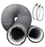 Omont 4 Inch 10 Feet Air Duct Hose, Non-Insulated Flexible Air Aluminum Foil Ducting Dryer Vent Hose for HVAC Ventilation, 2 Clamps Include, Great for Kitchen, Bathroom, Grow Tents, Dryer Rooms