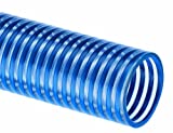 Tigerflex Water BW Series PVC Low Temperature Suction Hose, 90 PSI Max Pressure, 2 inches ID, 100 feet Length, Clear/Blue - BW200X100