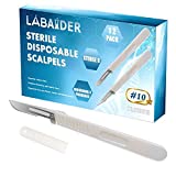 Scalpels Blades #10 12 Pack Disposable Sterile Scalpel Knives, non-slip plastic rule handle, Individually Pouch, for Biology Lab Anatomy, Practicing Cut, Medical Student, Sculpting, Podiatry
