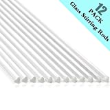 12 Pack Glass Stir Sticks 5mm Lab Stirring Rod 12 inch Length with Both Ends Round for Science, Lab, Kitchen, Science Education