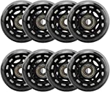 NEWCOMDIGI 8 Pack Inline Skate Wheels, 64mm Skates Replacement Wheels with Bearings, Indoor/Outdoor Roller Skate Wheels, Luggage Wheels Black