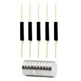 WOWOONE 5pcs Plastic Reed Switch Reed Contact Normally Open (N/O) Magnetic Induction Switch (2.5mmÃ—14mm) with 10pcs Small Multi-Use Round Magnets