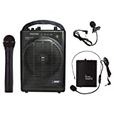 Pyle Portable Outdoor PA Speaker Amplifier System & Microphone Set with Bluetooth Wireless Streaming, Rechargeable Battery - Works with Mobile Phone, Tablet, PC, Laptop, MP3 Player - PWMA1216BM, BLACK