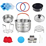 Pressure Cooker Accessories Compatible with Instant Pot 6 Qt - Steamer Basket, Silicone Sealing Rings, Springform Pan, Glass Lid, Egg Bites Mold, Egg Steamer Rack and More