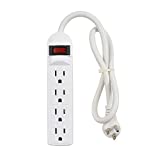 J.VOLT 4 Outlet Power Strip, 15A 125V 1875W, 90 Joules, 20-Inch Short Cord with Angled Plug, Small Power Strip Surge Protector, ETL Listed
