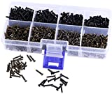 Mini Skater M2 Cross Flat Head Tapping Micro-Screws Black Oxide Tiny Wood Screws Kit and Assortment (1600Pcs,Black Bronze)