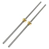 HONJIE 2 Pack Stainless Steel 300mm 8mm T8-2 Threaded Rod Lead Screw with Nut for 3D Printer Z Axis