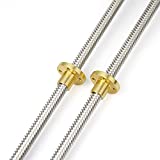 HAWKUNG 2pcs 350mm 8mm T8 Stainless Steel Threaded Rod Lead Screw with T8 Nut for 3D Printer Machine Z Axis