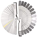 CAMWAY 2Pcs Feeler Gauge Set Stainless Steel Metric/Inch 32 Straight Blade Steel Feeler Gauge,16pcs Feeler Gauge and 45 Blades Offset for Measuring Gap Width/Thickness Measuring Tools