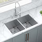 Ruvati 30-inch Undermount 50/50 Double Bowl Zero-Radius 16 Gauge Stainless Steel Kitchen Sink - RVH7350