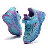 TSIODFO Girls Kids' Sneakers Knitted Mesh Sports Shoes Breathable Running Shoes for Kids Fashion Athletic Casual Shoes Sky Blue Little Kids Size 13