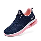 Lamincoa Women's Running Shoes Fashion Air Cushion Sneakers Lightweight Anti Slip Sports Shoes for Indoor Outdooor Jogging Blue-Pink 7.5