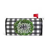 Kcldeci Boxwood Wreath Magnetic Mailbox Cover MailWraps Buffalo Check Plaid Home Sweet Home Rustic Farmhouse Mailbox Covers Wraps Post Box Cover Standard Size 21x18 Mailwrap Garden Home Decor