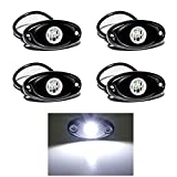 LED Rock Lights 4PODS Waterproof LED Neon Underglow Light for Car Truck ATV UTV SUV Offroad Boat Underbody Glow Trail Rig Lamp (White)