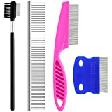 GUBCUB Pets Grooming Comb Kit for Small Dogs Puppies, Tear Stain Remover Comb, 2-in-1 Dog Combs with Round Teeth to Remove Knots Crust Mucus