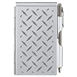 Wellspring Flip Note, Metal Pocket-sized Notebook with Pen, Silver Diamond Plate (2279)