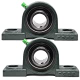 PGN - UCP205-16 Pillow Block Mounted Ball Bearing - 1" Bore - Solid Cast Iron Base - Self Aligning (2 Pack)