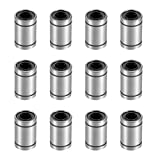 12 Pcs LM8UU Linear Ball Bearings, 8mm Bore Dia, 15mm OD, 24mm Length with Double Side Rubber Seal Great for CNC, 3D Printer