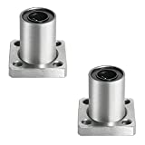 Aopin LMK10UU Extra Long Linear Ball Bearing Flange Square, ID 10mm, OD 19mm Linear Motion Ball Bearings Sae52100 Carbon Steel, 4 Rows of Steel Balls, Great for CNC, 3D Printer, Linear Rail Guide 2PCS