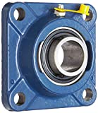 SKF F4B 200-RM Ball Bearing Flange Unit, 4 Bolts, Set Screw Locking, Regreasable, Contact Seal, Cast Iron, 2" Bore, 5-1/8" Bolt Hole Spacing, 9800lbf Dynamic Load Capacity