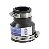 Supply Giant 6I52 Flexible PVC Reducing Coupling with Stainless Steel Clamps, 2" x 1-1/4, Black