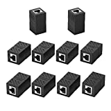 UGREEN RJ45 Coupler Ethernet Extender Connector 10 Pack Inline Coupler Cat7 Cat6 Cat5e Ethernet Cable Adapter Female to Female Black