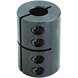 Climax Part CC-050-037 Mild Steel, Black Oxide Plating Clamping Coupling, 1/2 inch X 3/8 inch bore, 1 1/4 inch OD, 1 7/8 inch Length, 8-32 x 1/2 Set Screw