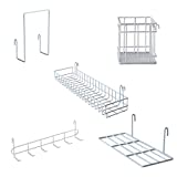 JOVONE Wall Grid Panel Basket,Display Shelf,Pen Holder,Hooks Rack,Bookshelf,Wall Organizer for Home Supplies,Set of 5 (White)