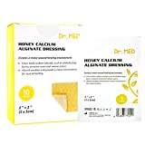 Dr. Med Honey Calcium Alginate Dressing, 2"x 2" Wound Dressing Patches Bandages for Burns, Faster Wound Care (10 PCS)