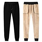 Duyang Women's Warm Sherpa Lined Sweatpants Athletic Jogger Harem Pants (Black, M)