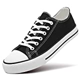 ZGR Women’s Canvas Low Top Sneaker Lace-up Classic Casual Shoes (Black US8)