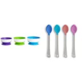 Munchkin Stay Put Suction Bowl, 3 Pack with White Hot Infant Spoons, 4 Pack